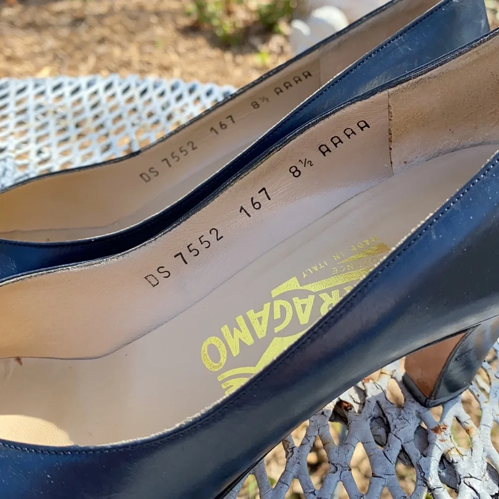 Vintage Salvatore Ferragamo Blue Leather Heels